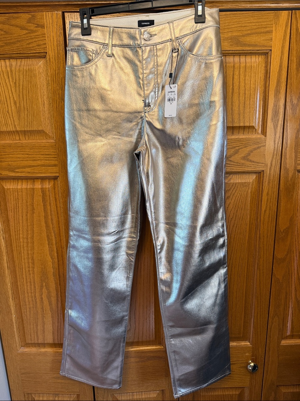 Express Gold Straight-Leg Metallic Jeans/Size: 8R-NWT